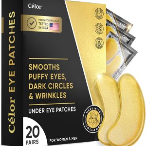 Celor Under Eye Patches for Puffy Eyes and Dark Circles - Eye Masks with Amino Acids & Collagen, Eye Care for Wrinkles - Birthday Gift for Women - Skincare Self Care - USA Tested (20 Pairs)