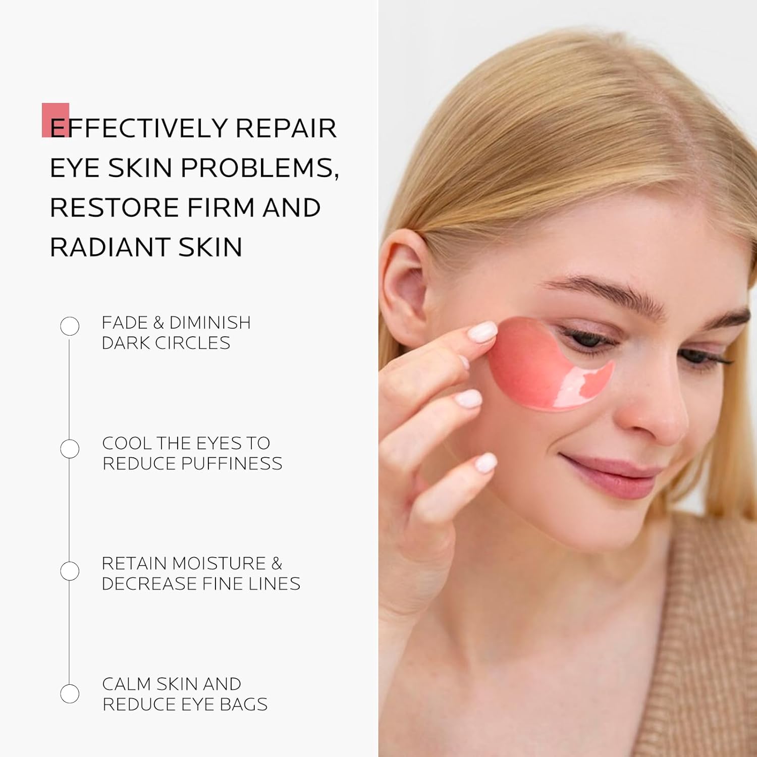 Dr. Pure Under Eye Patches for Puffiness: Caffeine Eye Mask Soothe Fine Lines Wrinkles with Niacinamide Hyaluronic Acid - Reduce Dark Circles Eye Gel Pad (30 Pairs) - Image 4