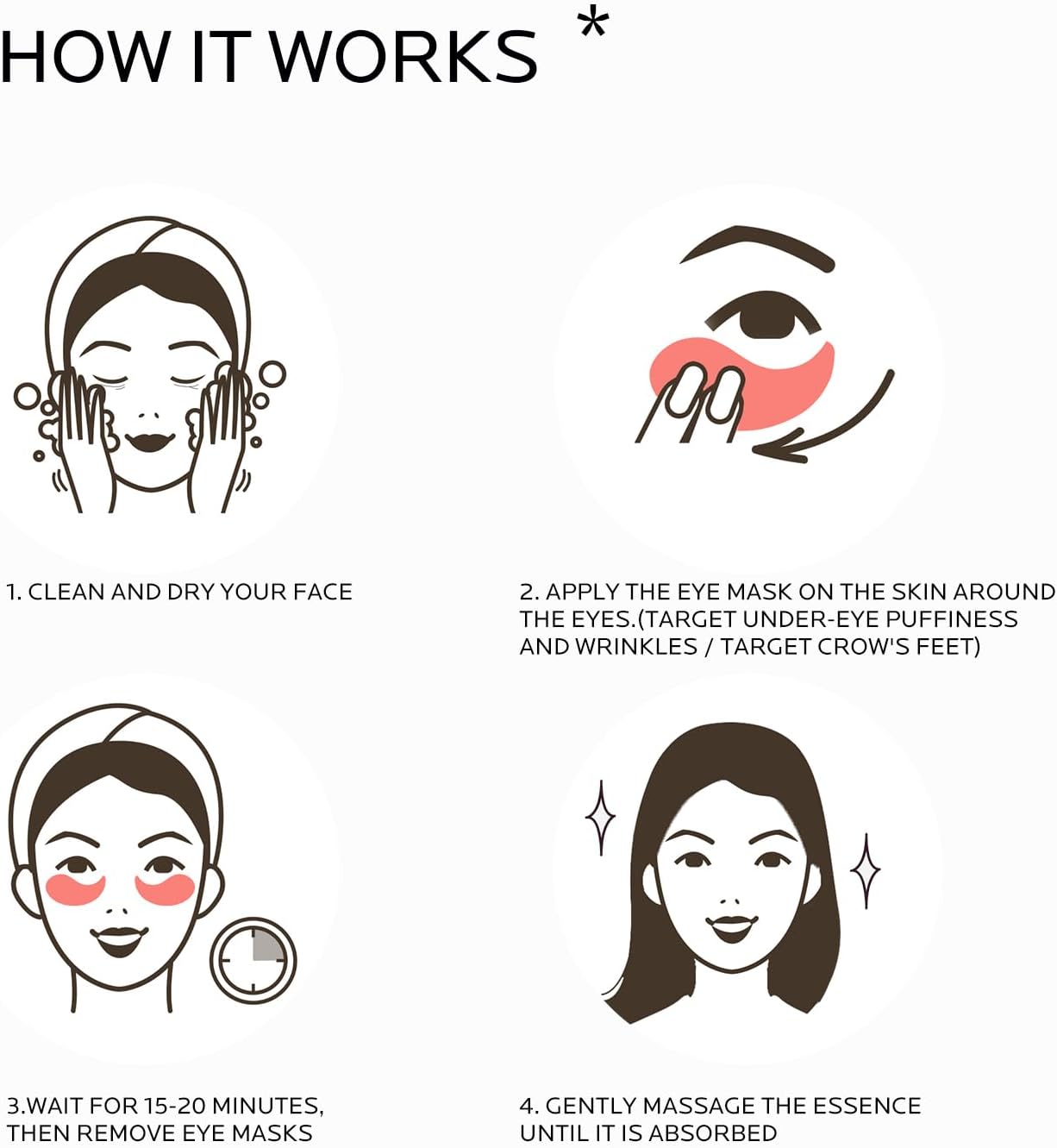 Dr. Pure Under Eye Patches for Puffiness: Caffeine Eye Mask Soothe Fine Lines Wrinkles with Niacinamide Hyaluronic Acid - Reduce Dark Circles Eye Gel Pad (30 Pairs) - Image 6