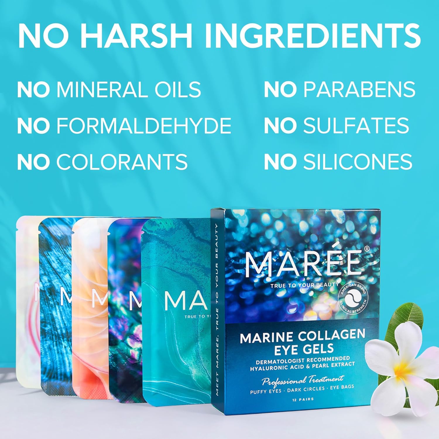 MAREE Eye Gels - Under Eye Gels for Puffy Eyes and Dark Circles with Natural Marine Collagen & Hyaluronic Acid - Anti-Aging Eye Mask for Face to Soothe Puffiness, Eye Bags and Wrinkles - Image 4