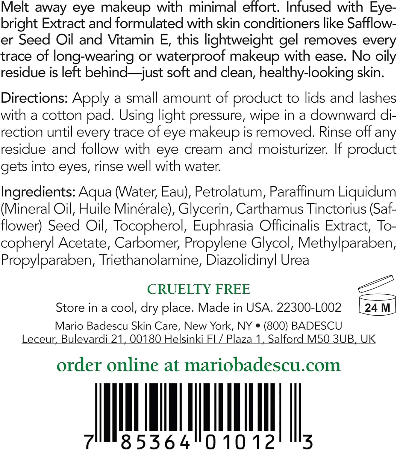 Mario Badescu Eye Makeup Remover Gel Ideal for Combination or Oily Skin Lightweight, Non-Greasy Waterproof Eye Make Up Cleanser Formulated with Safflower Seed Oil - Image 2