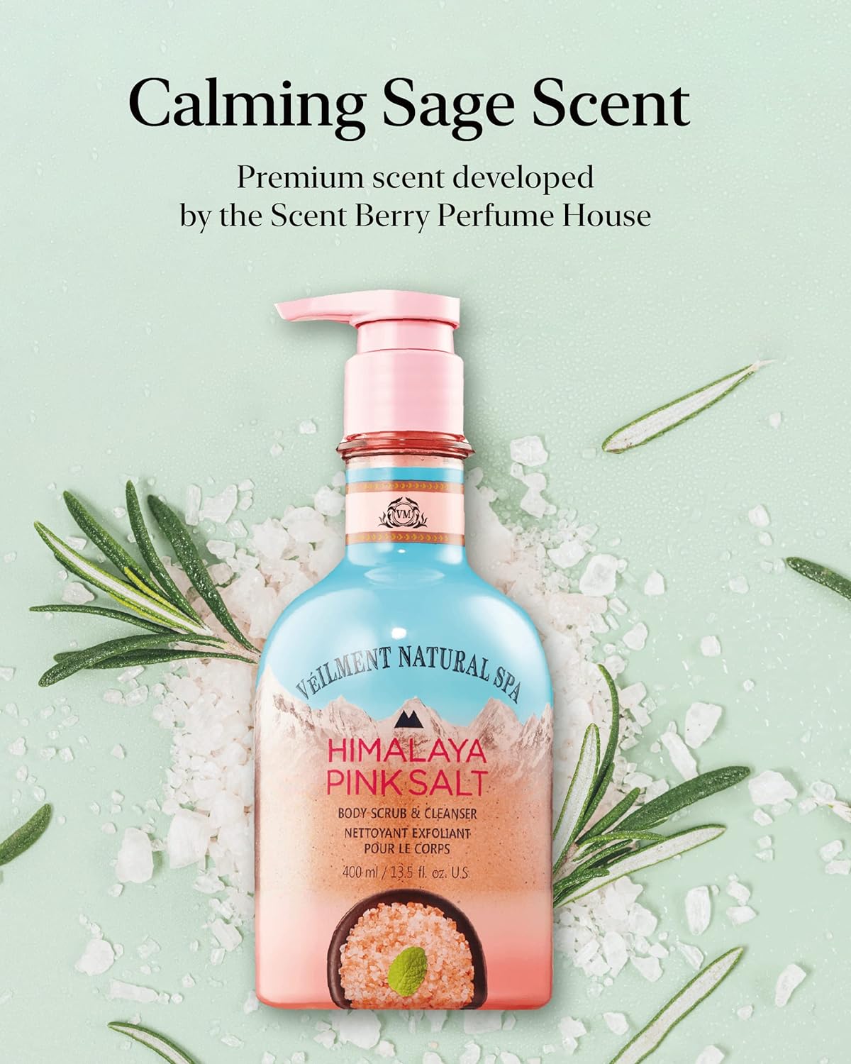 NATURAL HIMALAYA PINK SALT SPA 2-in1 BODY WASH & BODY SCRUB(13.53fl.oz) - Natural Exfoliating Salt Scrub for Deep Cleansing - Exfoliate & Moisturize Skin Polishes - Image 6