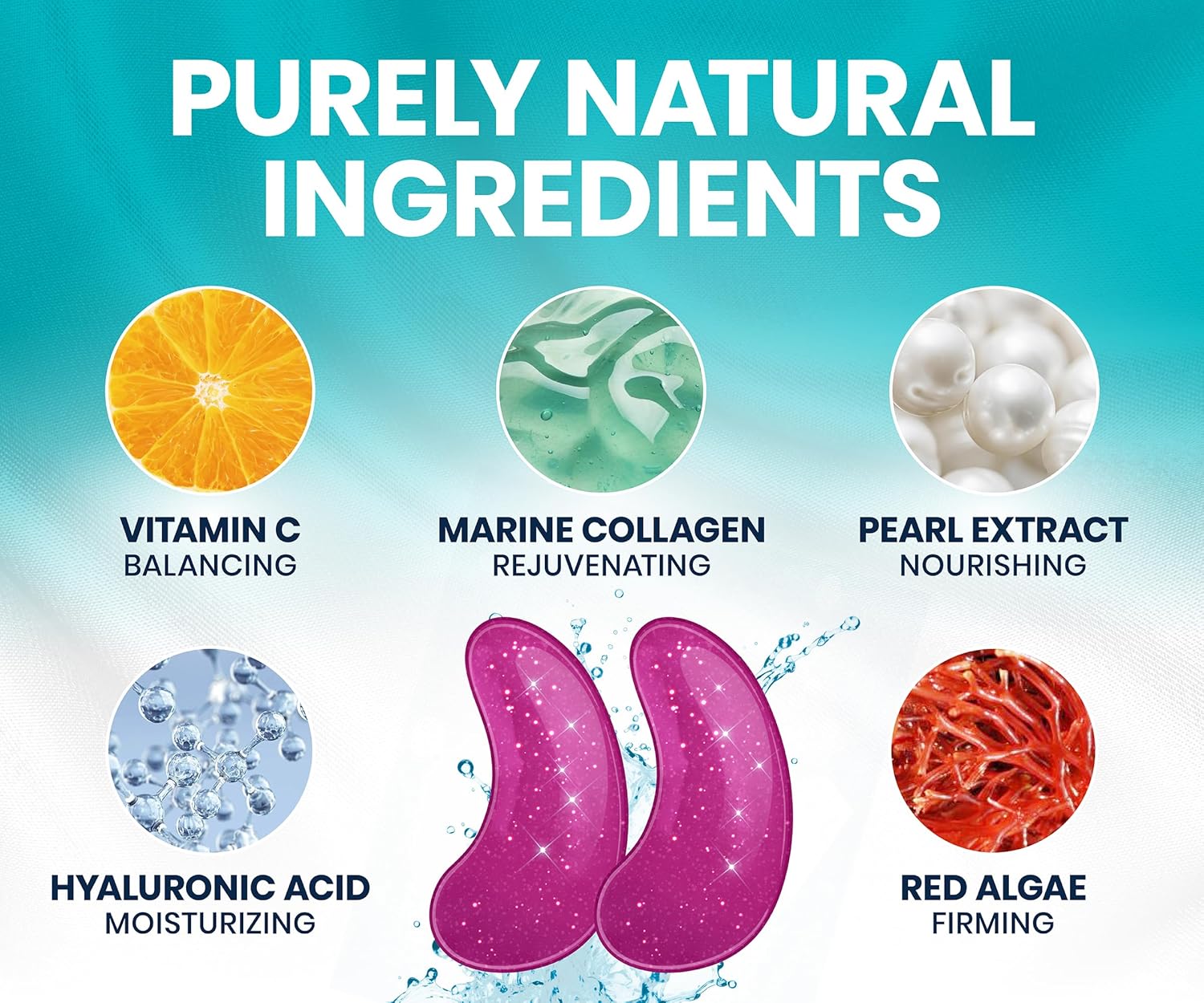 Under Eye Patches for Dark Circles and Puffy Eyes (30 Pairs), Marine Collagen Eye Gel Pads for Puffiness with Vitamin C, Hyaluronic Acid, and Pearl Extract, Eye Mask for Dark Circles and Puffiness - Image 3